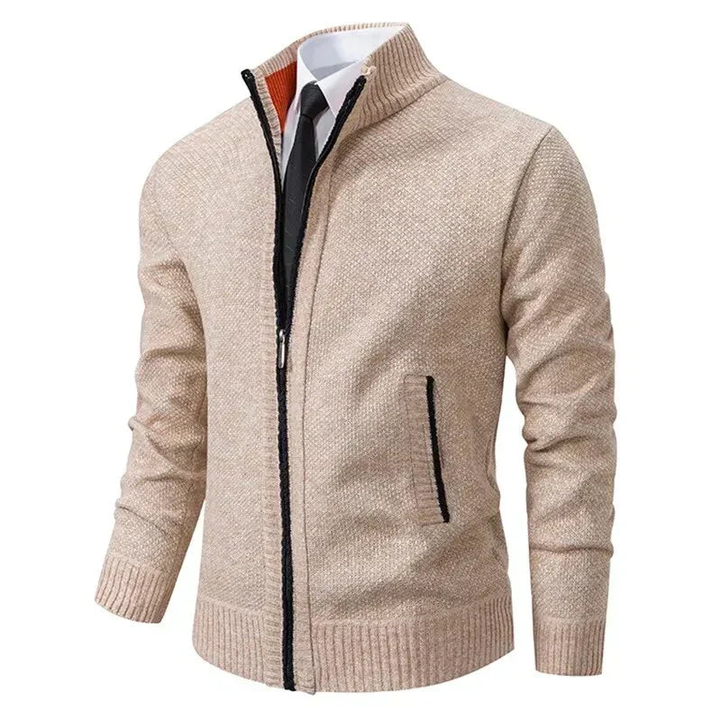 Men's Zip-Up Vest - Classic Layering Piece - Beige