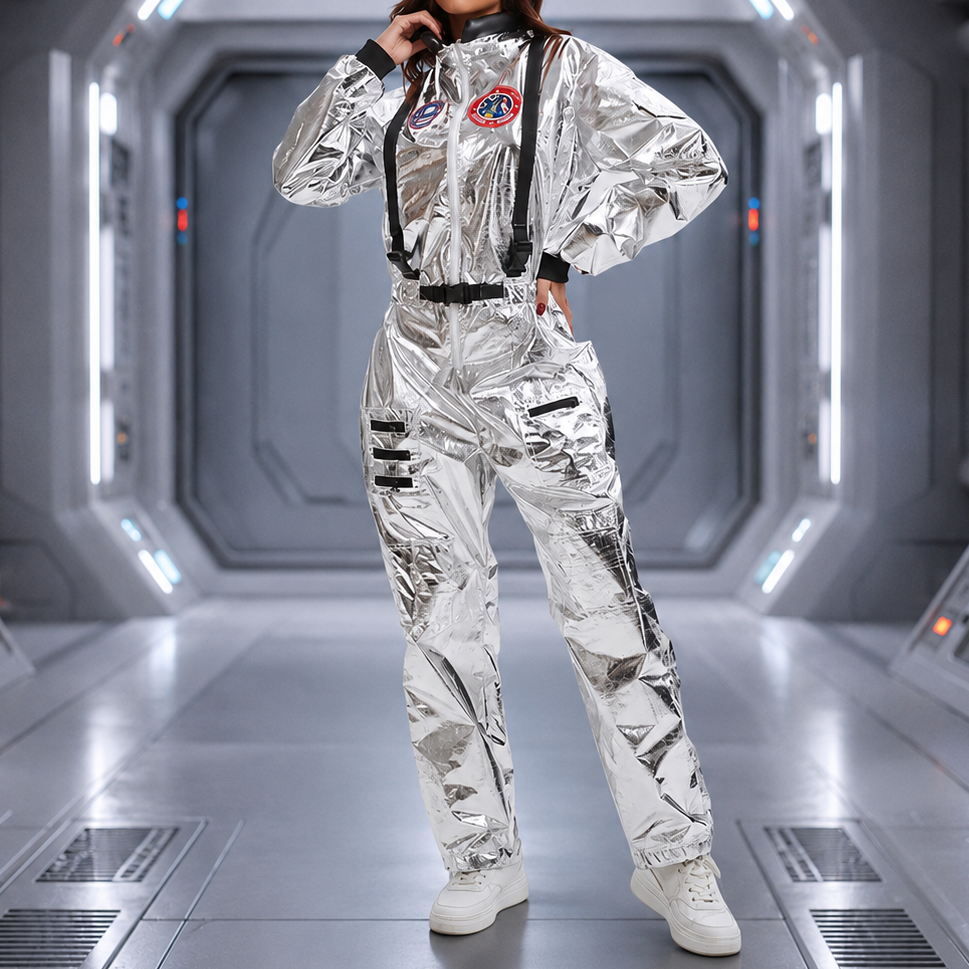 Women's Astronaut Jumpsuit Halloween Costume – White