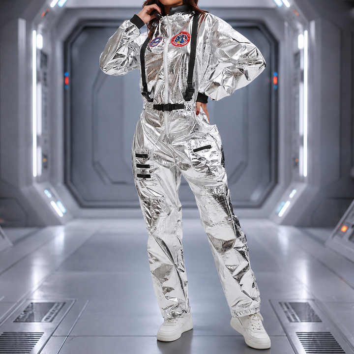 Women's Astronaut Jumpsuit Halloween Costume – White