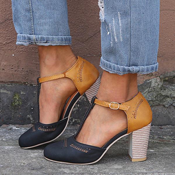 Women's Block-Heel Mary Janes in black, Timeless Two-Tone