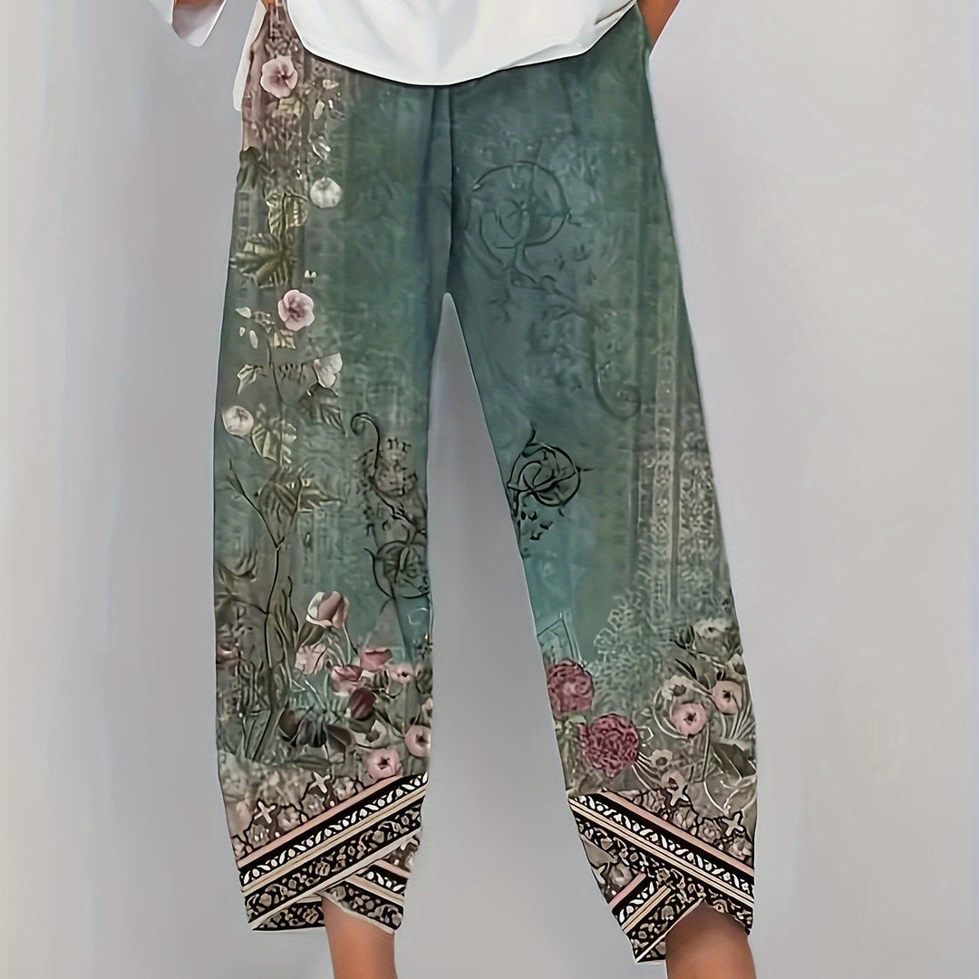 Women's Botanical Cropped Pants in vintage plant, Relaxed Fit
