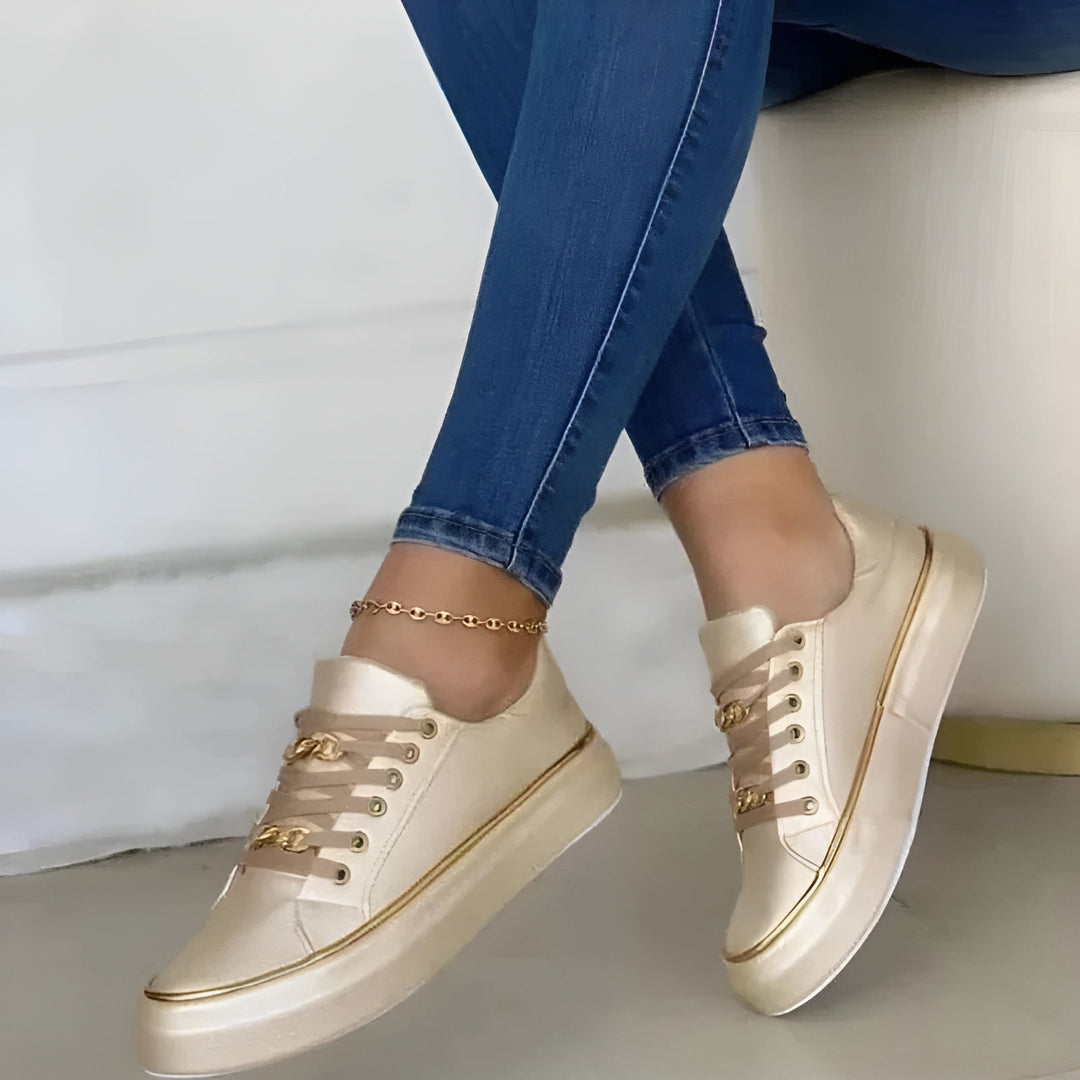 Women's Comfort Slip-On Sneakers in gold, Effortless Everyday Style