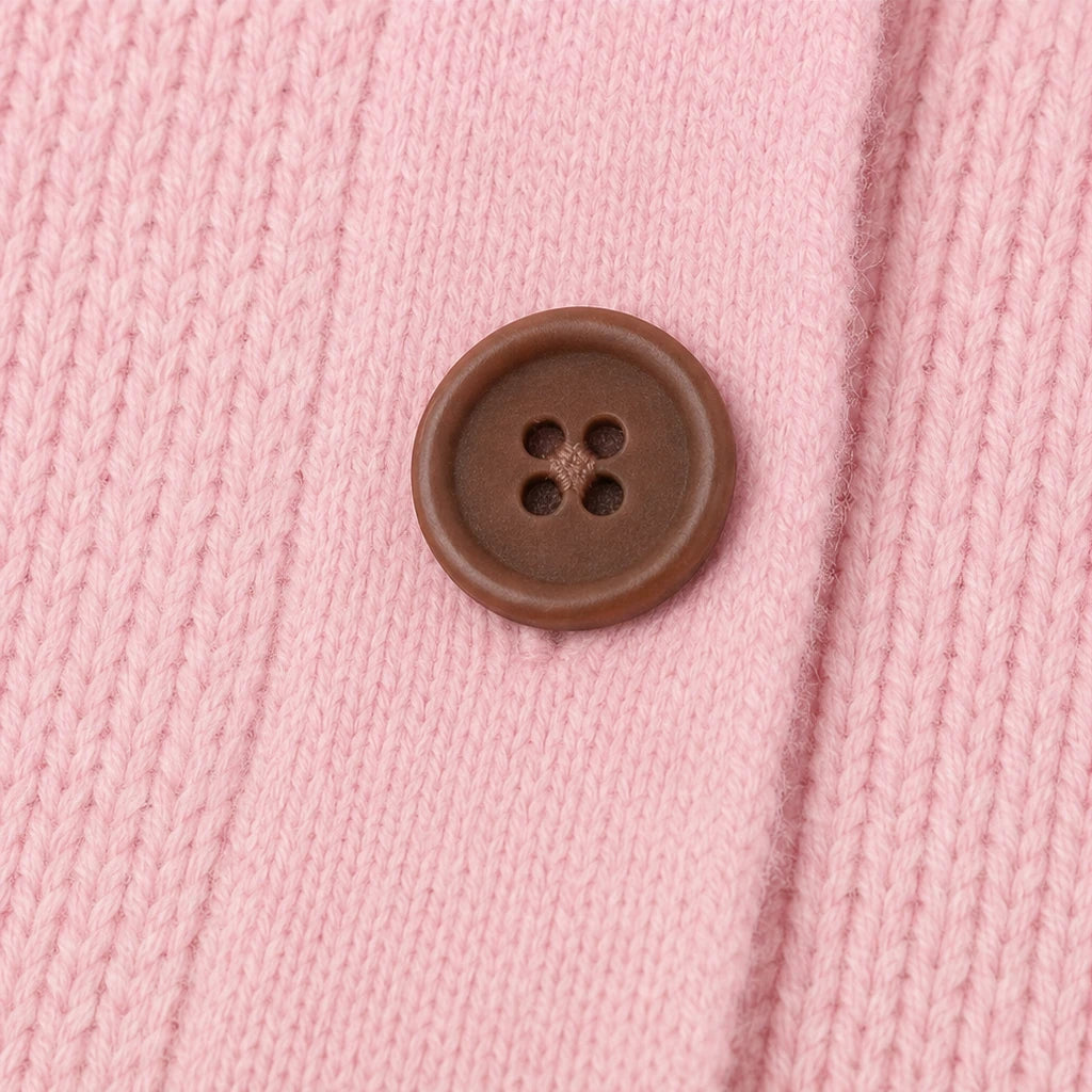 Women's Contrast-Button Turn-Back Collar Knit Cardigan