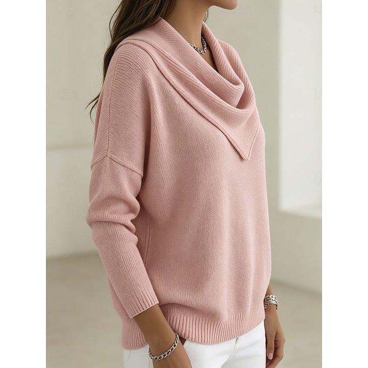 Women's Cowl-Neck Sweater - Elegant Draped Knit