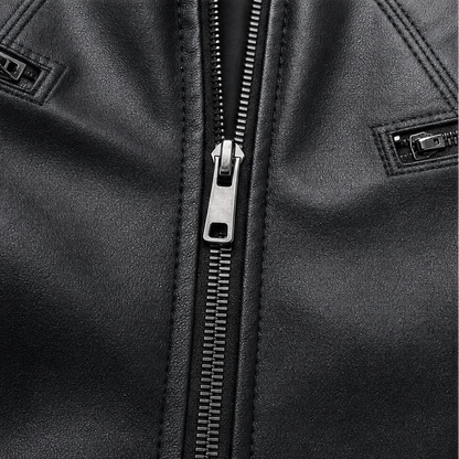 Women's Cropped Faux-Leather Biker Jacket - Contoured Fit