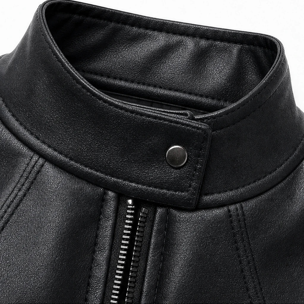 Women's Cropped Faux-Leather Biker Jacket - Contoured Fit