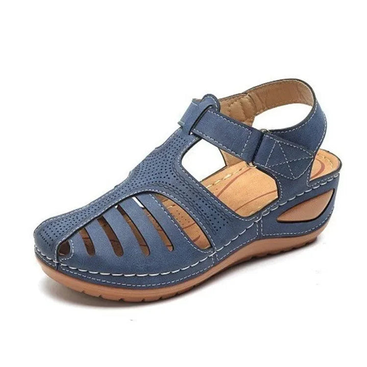 Women's Cushioned Comfort Sandals in blue, Adjustable Wedge Support
