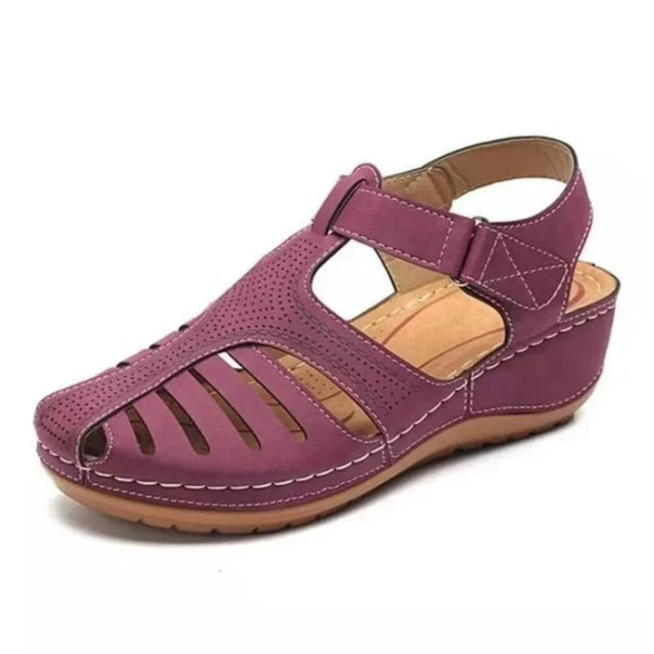 Women's Cushioned Comfort Sandals in purple, Adjustable Wedge Support