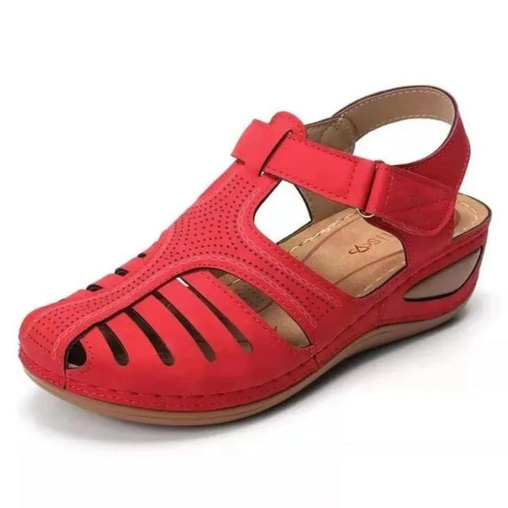 Women's Cushioned Comfort Sandals in red, Adjustable Wedge Support