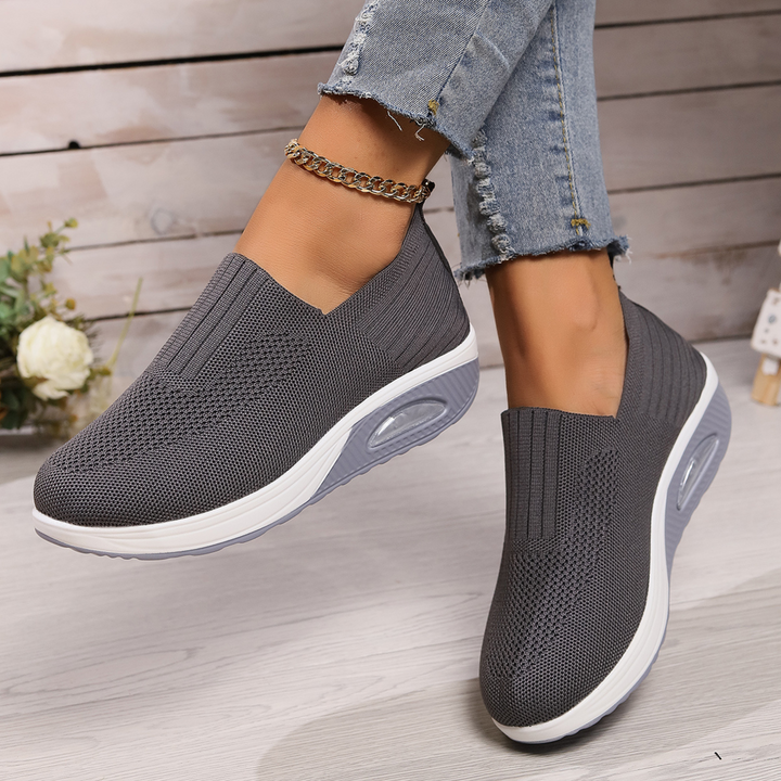 Women's Cushioned Slip-On Sneakers in grey, Lightweight Comfort
