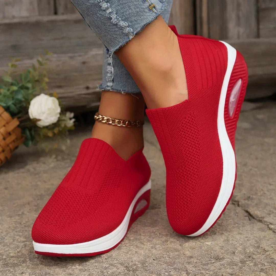 Women's Cushioned Slip-On Sneakers in red, Lightweight Comfort