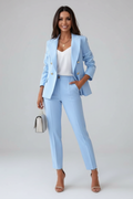 Women's Double-Breasted Blazer Suit Set - Tailored Two-Piece