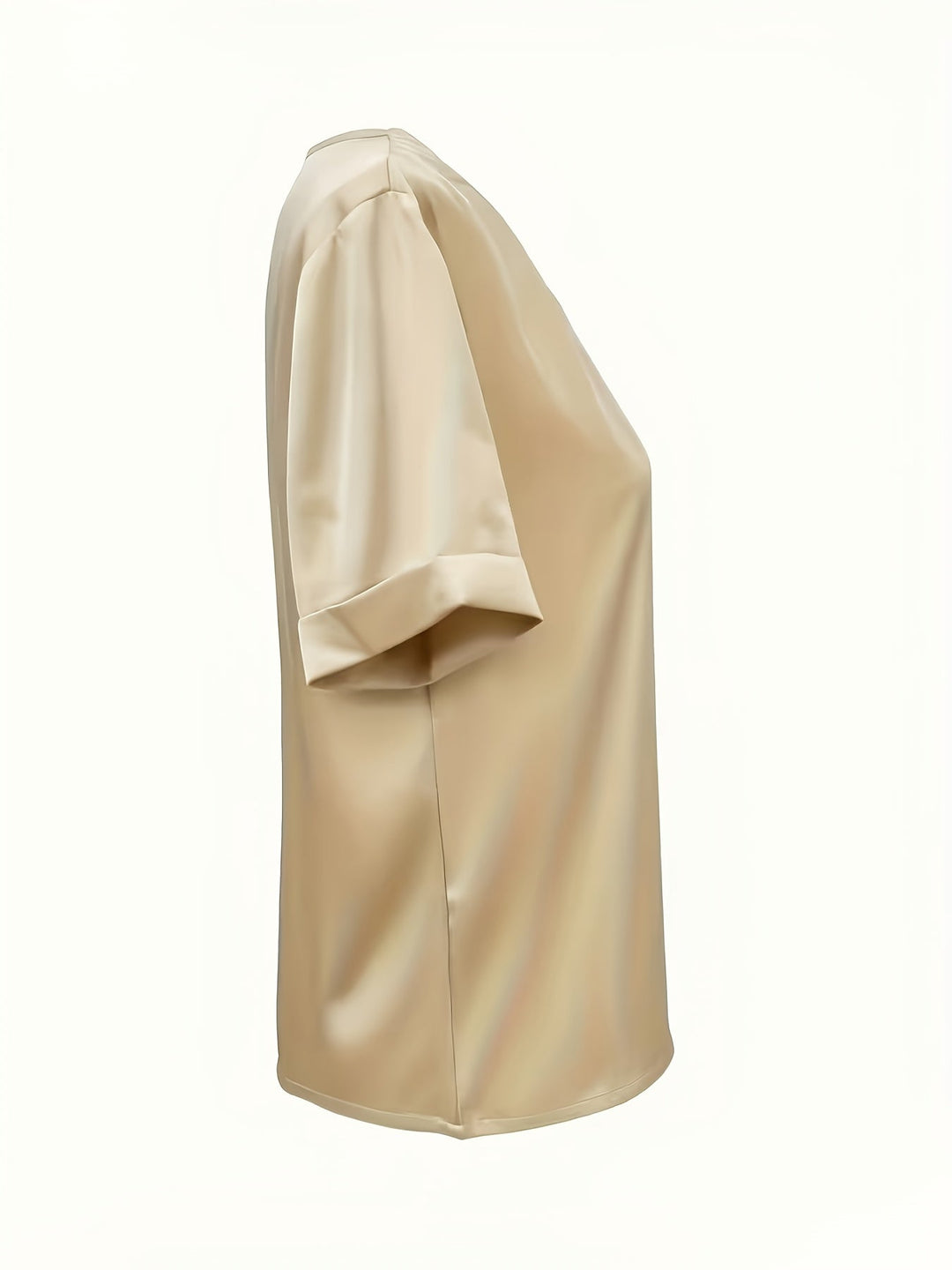 Women's Draped V-Neck Blouse - Elegant Short Sleeve