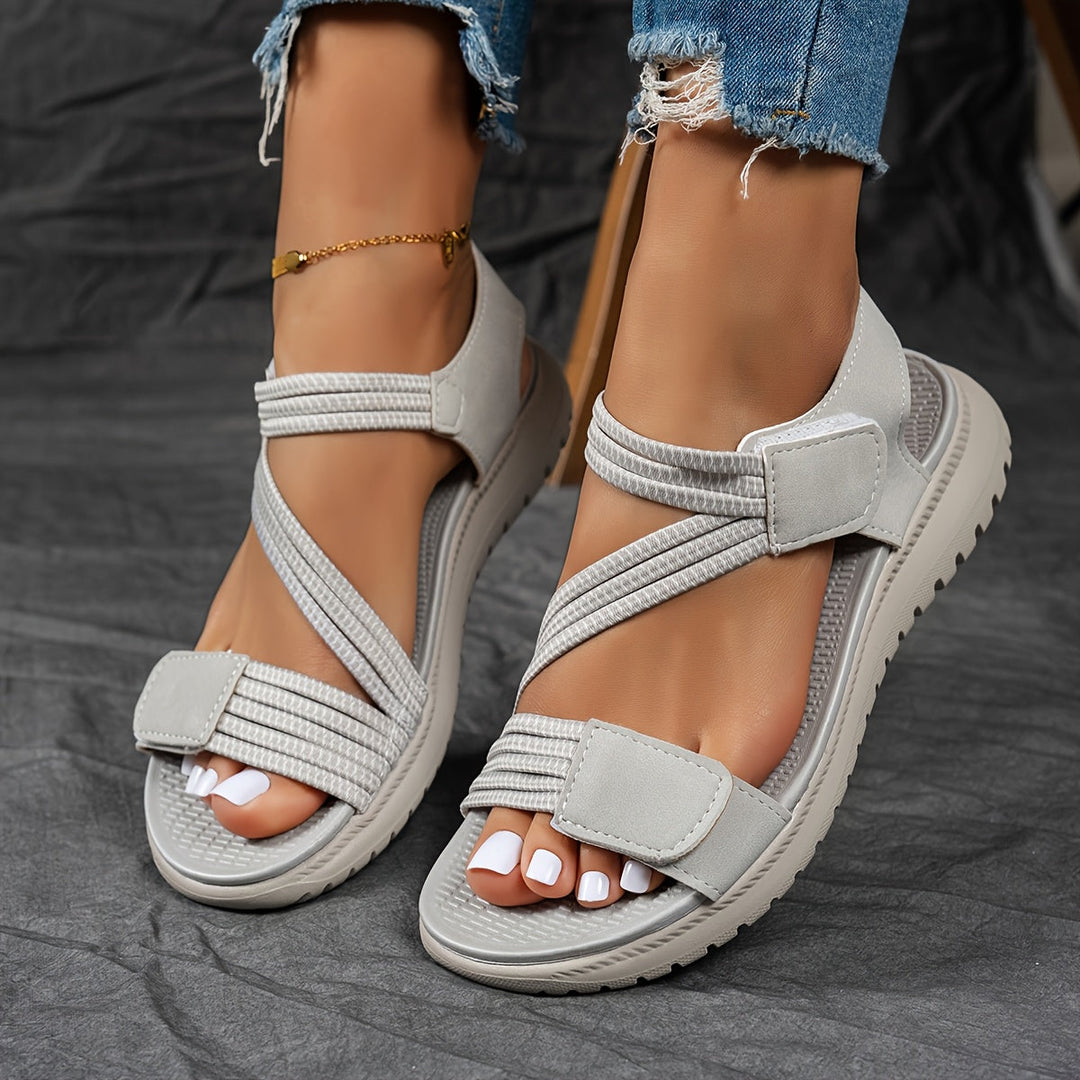 Women's Everyday Comfort Sandals in light grey, Adjustable Strap Open Toe