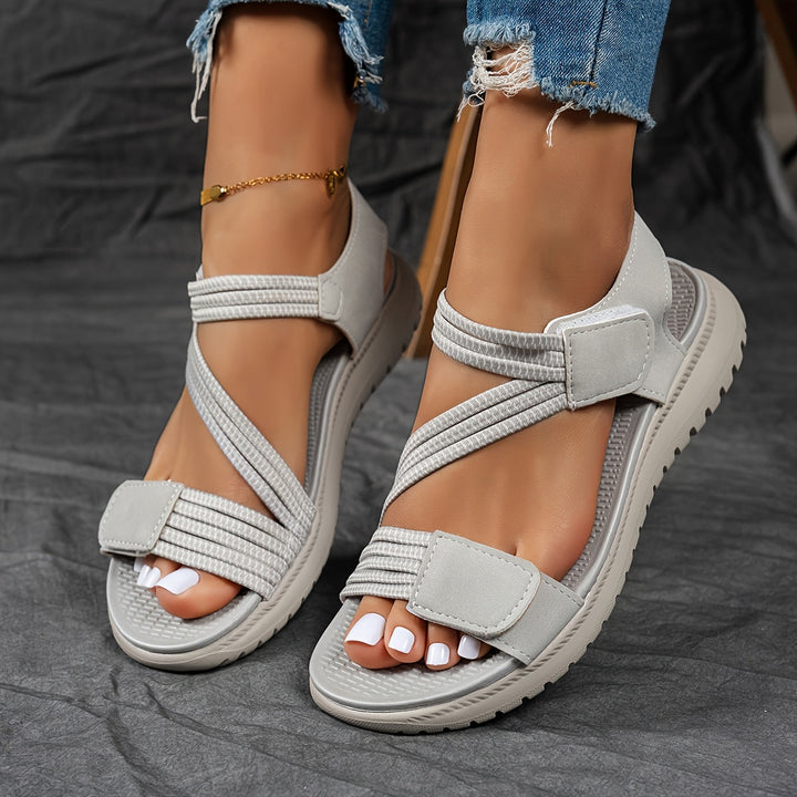 Women's Everyday Comfort Sandals in light grey, Adjustable Strap Open Toe
