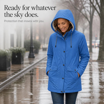Women's Fleece-Lined Hooded Winter Jacket - Windproof Warmth