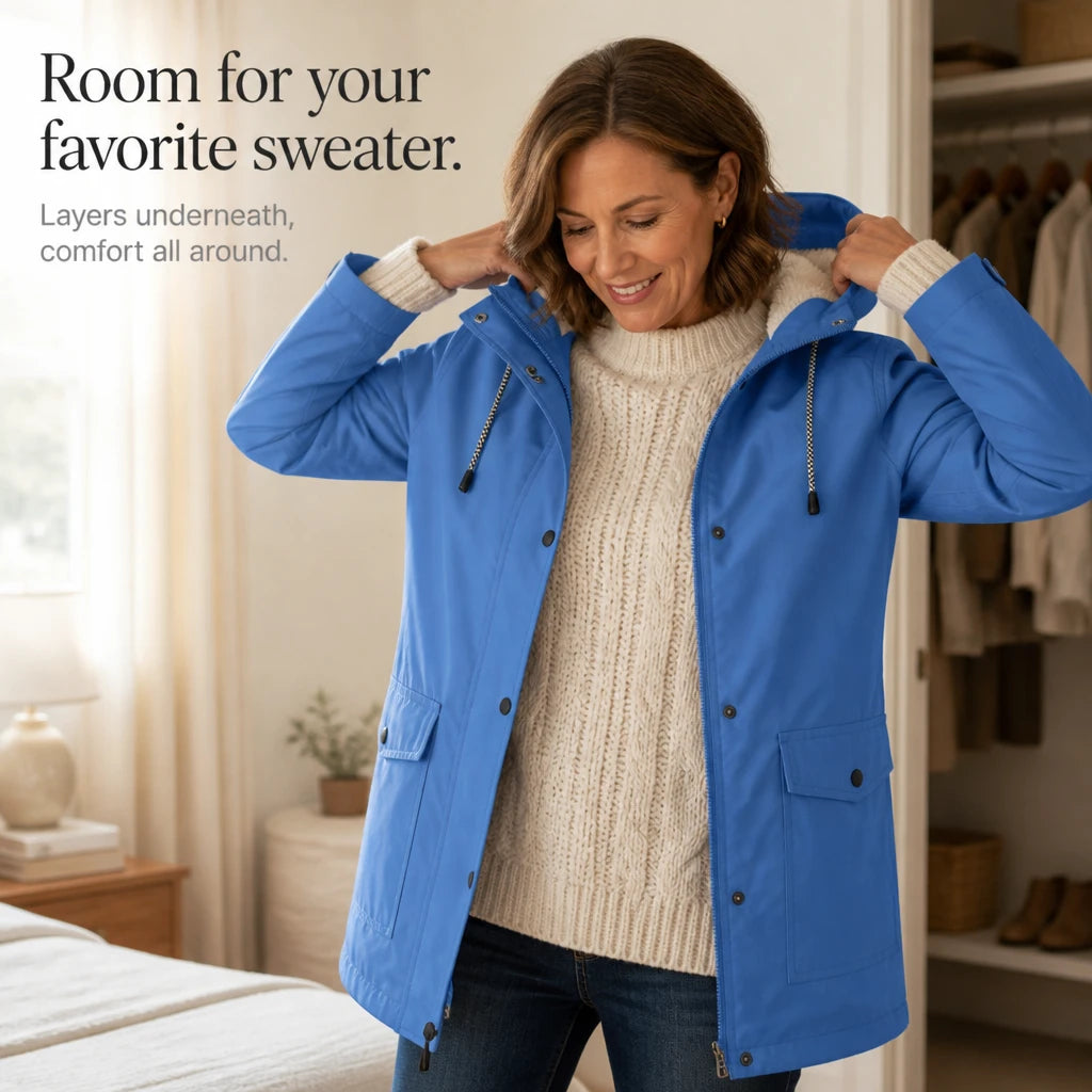Women's Fleece-Lined Hooded Winter Jacket - Windproof Warmth