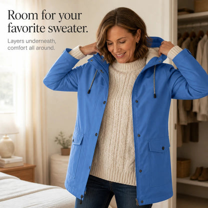 Women's Fleece-Lined Hooded Winter Jacket - Windproof Warmth