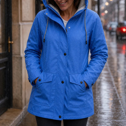 Women's Fleece-Lined Hooded Winter Jacket - Windproof Warmth