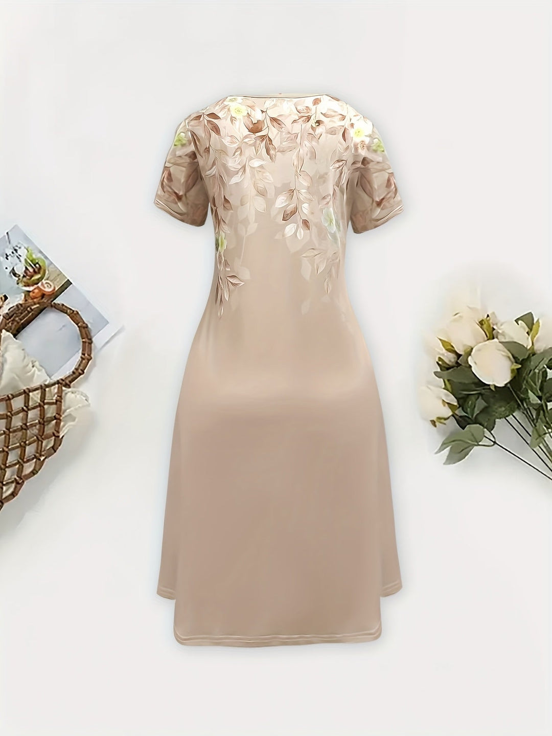 Women's Floral A-Line Dress - Graceful Everyday Elegance