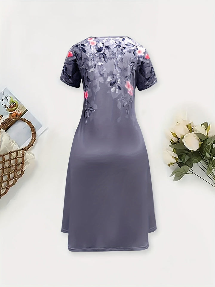 Women's Floral A-Line Dress - Graceful Everyday Elegance