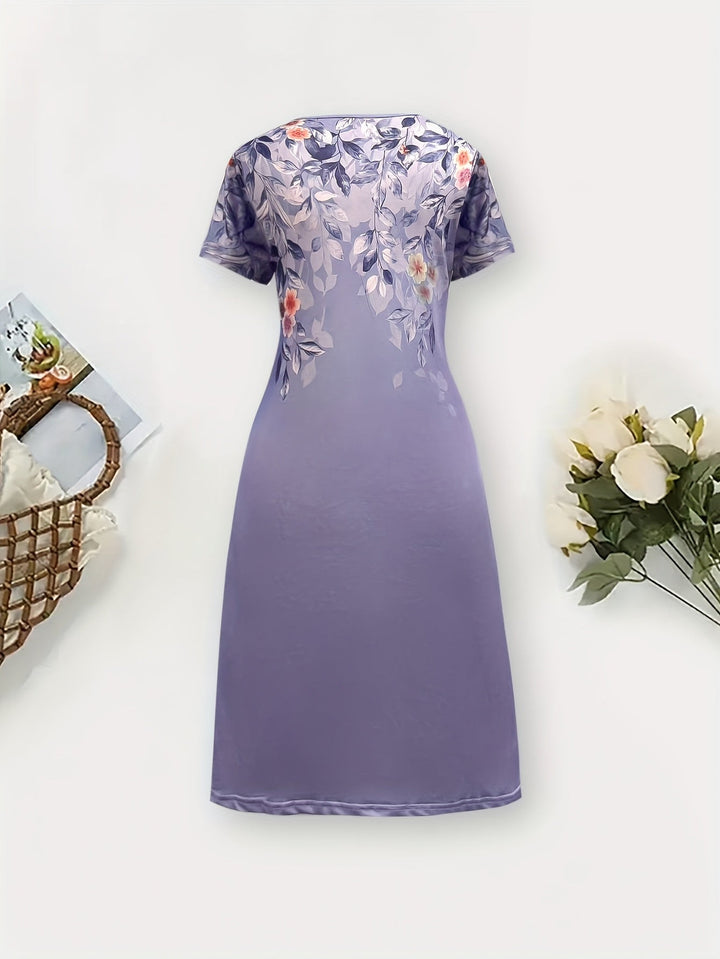 Women's Floral A-Line Dress - Graceful Everyday Elegance