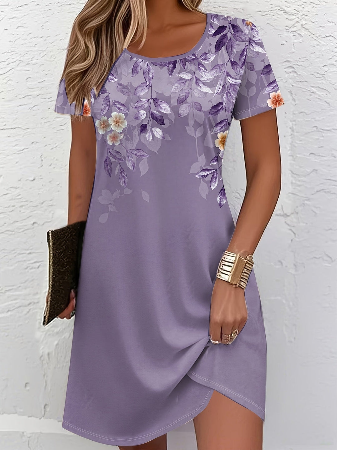 Women's Floral A-Line Dress - Graceful Everyday Elegance