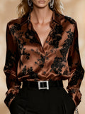 Women's Floral Printed Blouse - Elegant Button-Front Top