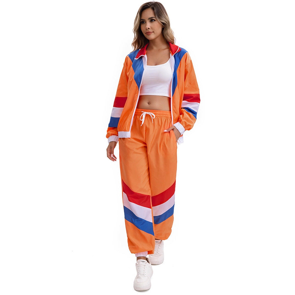 Women's Halloween 80s Disco Costume Jacket Pants Set
