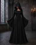 Women's Halloween Gothic Hooded Costume – Bell Sleeve Lace-Up