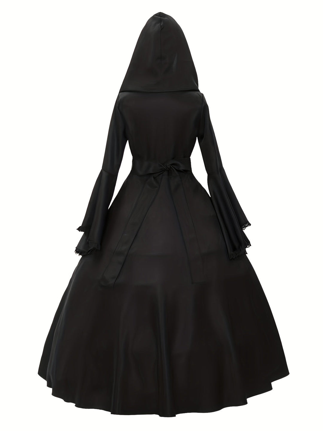 Women's Halloween Gothic Hooded Costume – Bell Sleeve Lace-Up