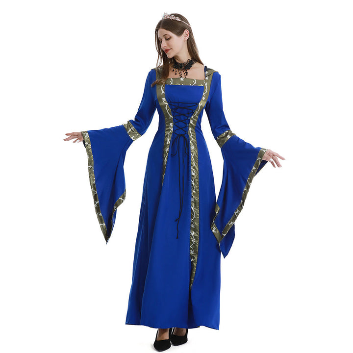 Women's Halloween Medieval Dress Costume – Lace Up Bell Sleeve