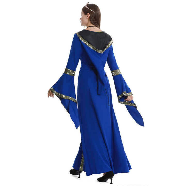 Women's Halloween Medieval Dress Costume – Lace Up Bell Sleeve