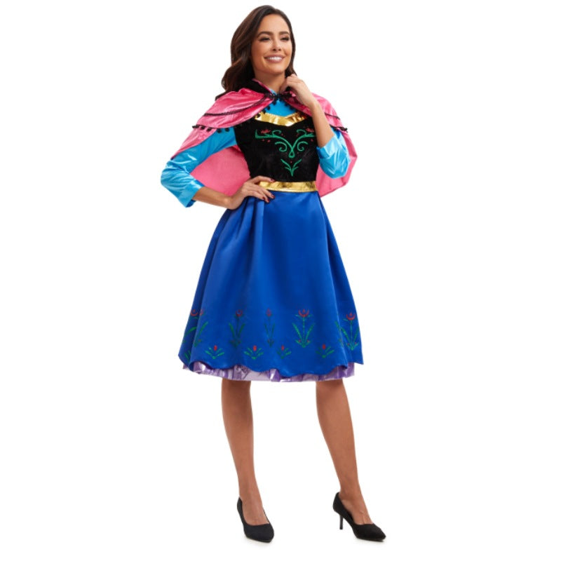Women's Halloween Nordic Princess Costume – Long Sleeve Dress with Sha