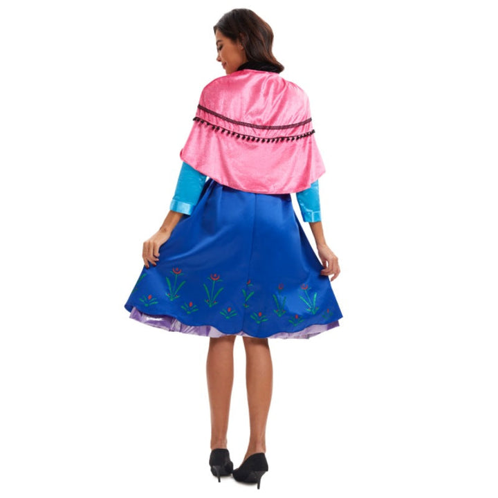 Women's Halloween Nordic Princess Costume – Long Sleeve Dress with Sha
