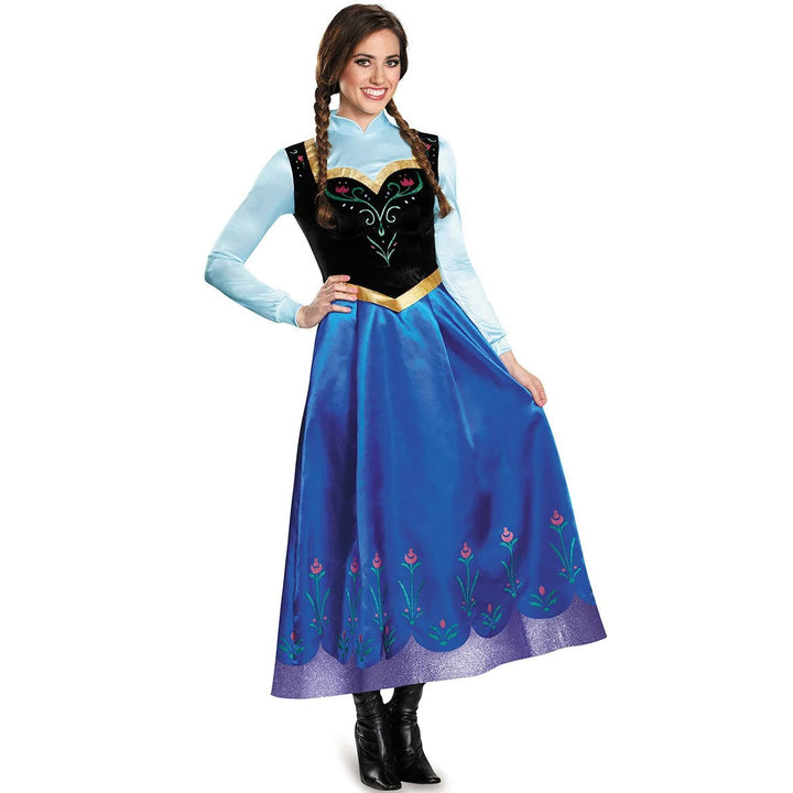 Women's Halloween Nordic Princess Costume – Long Sleeve Dress with Sha