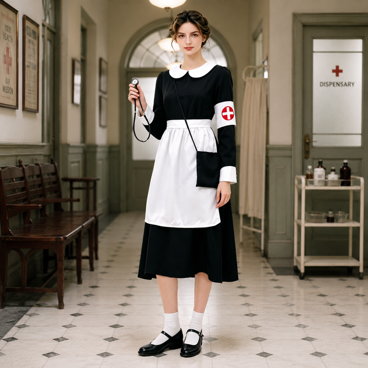 Women's Halloween Nurse Costume Dress – Peter Pan Collar