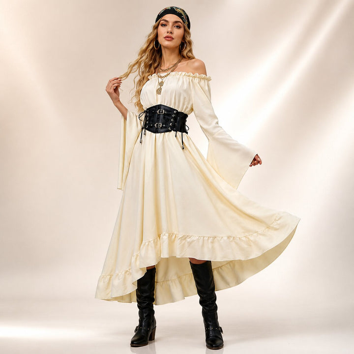 Women's Halloween Pirate Costume - Cream & Black