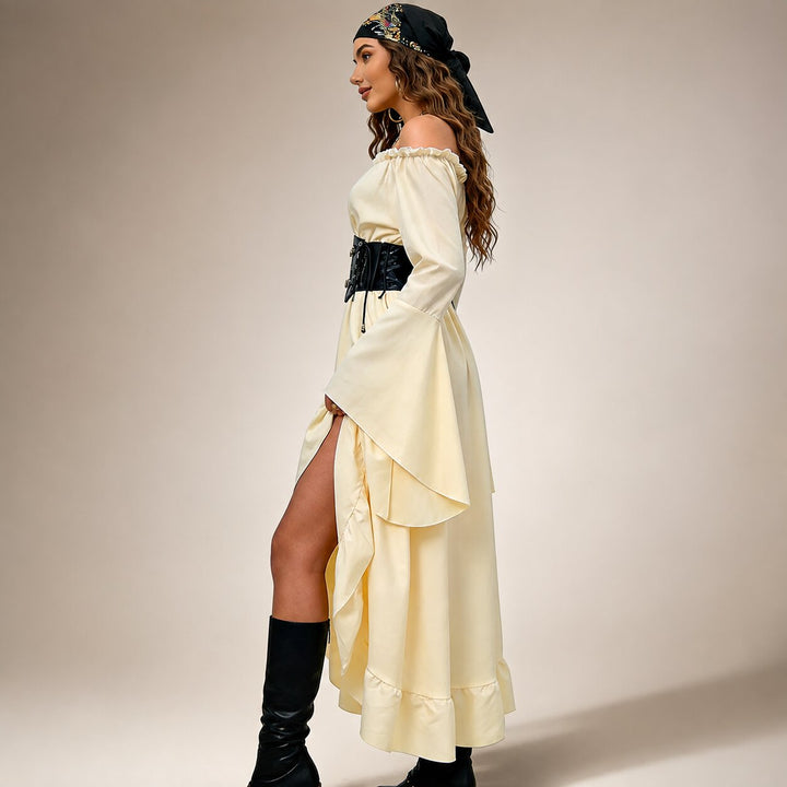 Women's Halloween Pirate Costume - Cream & Black