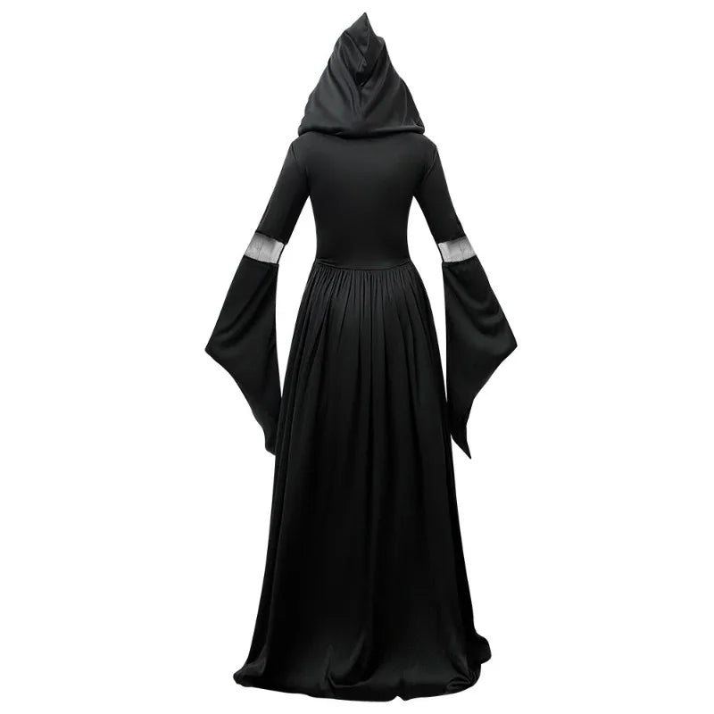 Women's Halloween Witch Costume Dress – Hooded Bell Sleeve