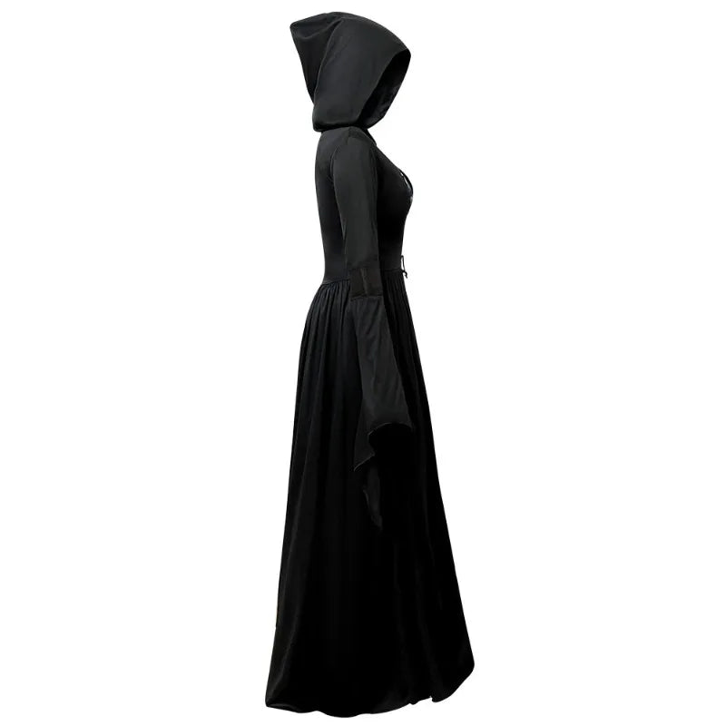 Women's Halloween Witch Costume Dress – Hooded Bell Sleeve