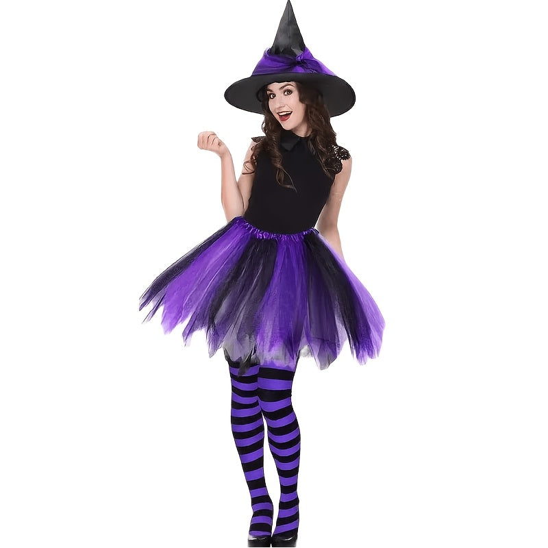 Women's Halloween Witch Costume – Pointed Hat Striped Tutu