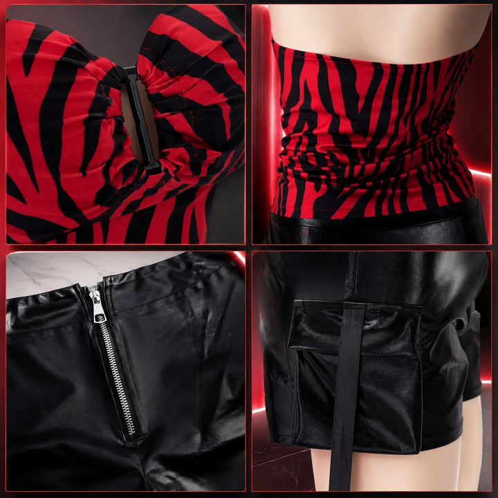 Women's Halloween Zebra Halter Top & Shorts Costume Set