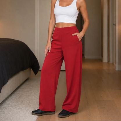 Women's High-Waisted Pull-On Tapered Ankle Pants - Rust Red