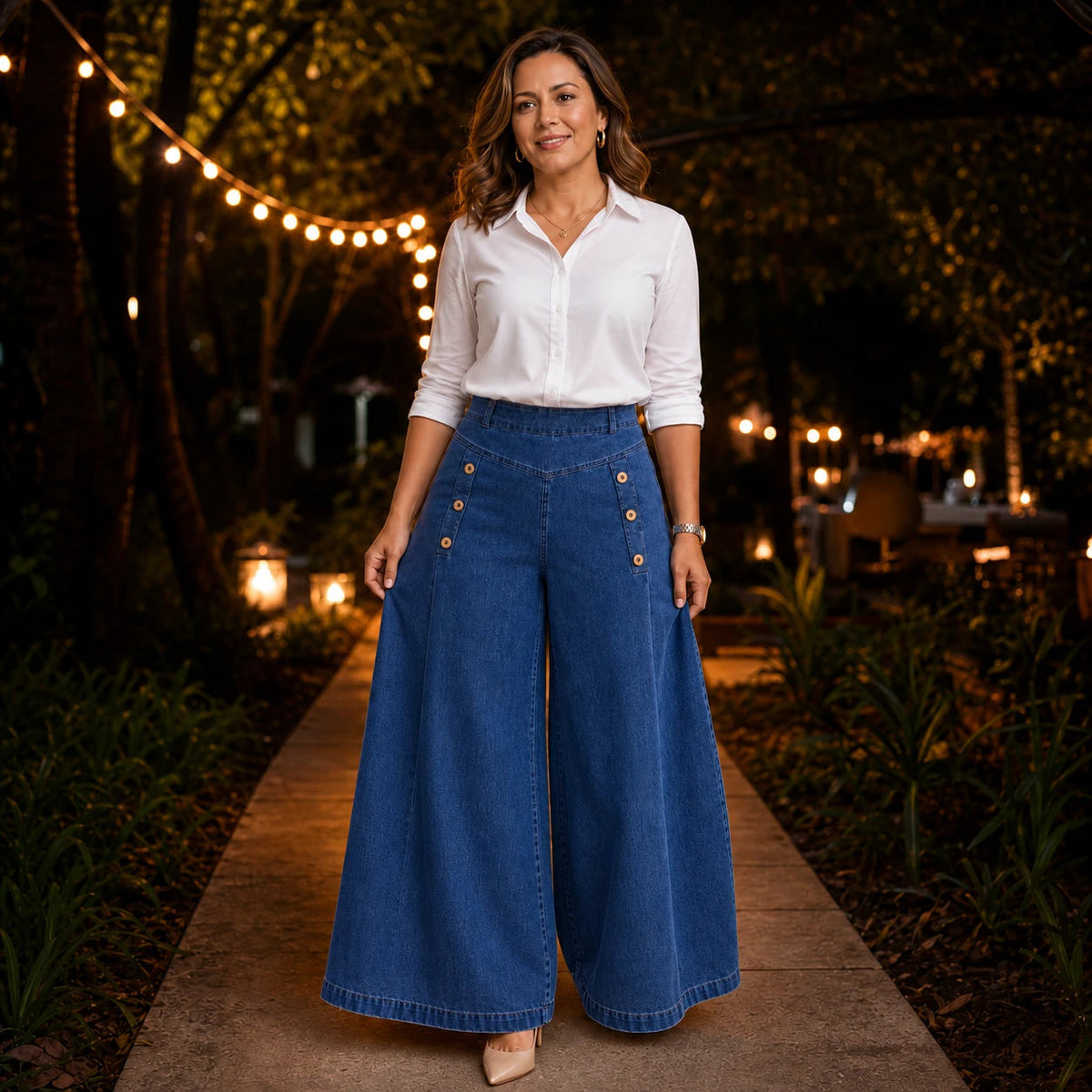 Women's High-Waisted Wide-Leg Jeans - Straight Fit