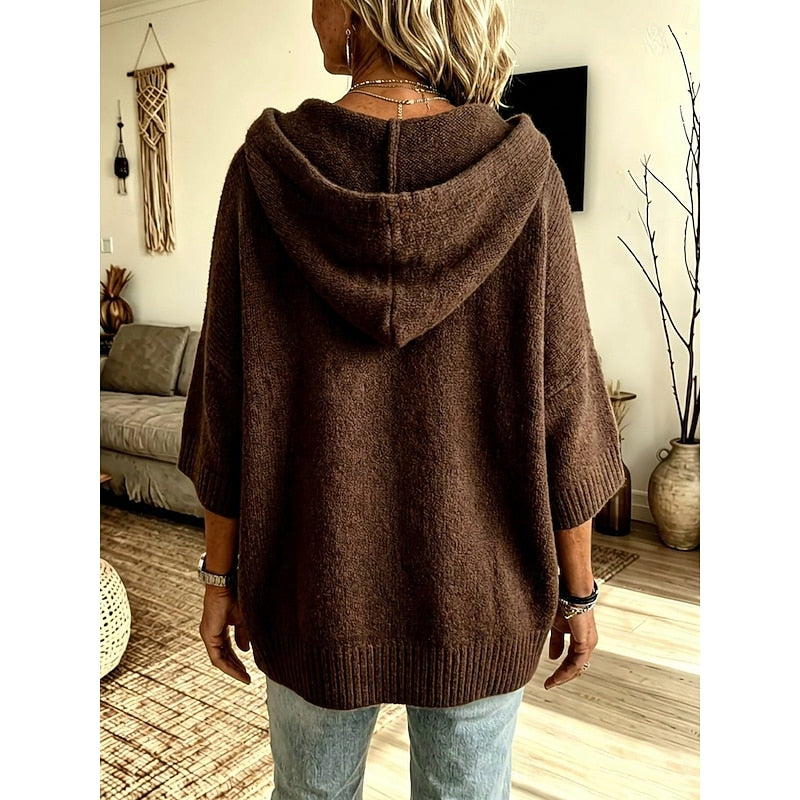 Women's Hooded Open-Front Cardigan - Relaxed Fit