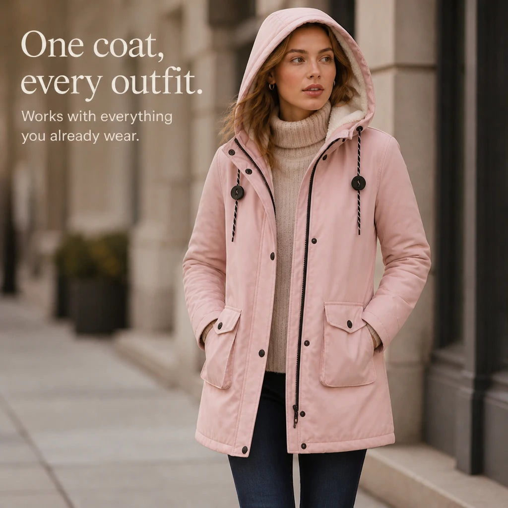 Women's Longline Hooded Parka - Slim Fit Winter Coat