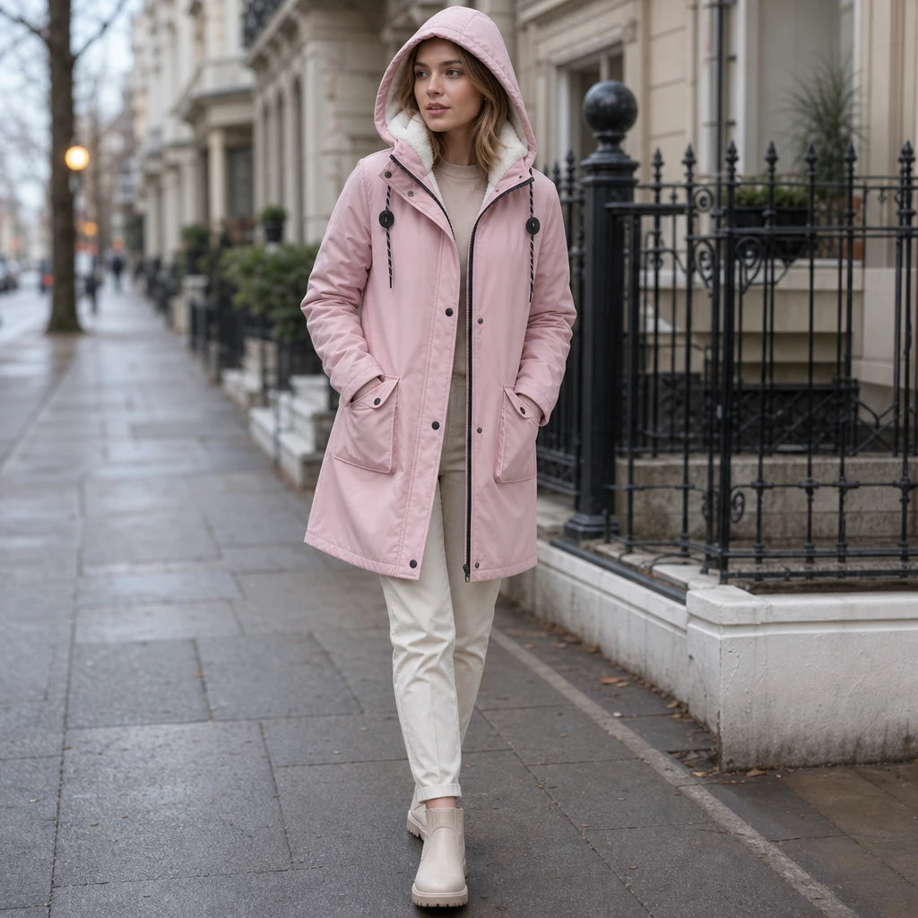 Women's Longline Hooded Parka - Slim Fit Winter Coat