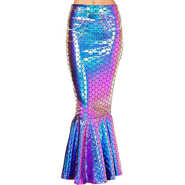Women's Mermaid Fish Scale Maxi Skirt Halloween Costume – Flared Hem