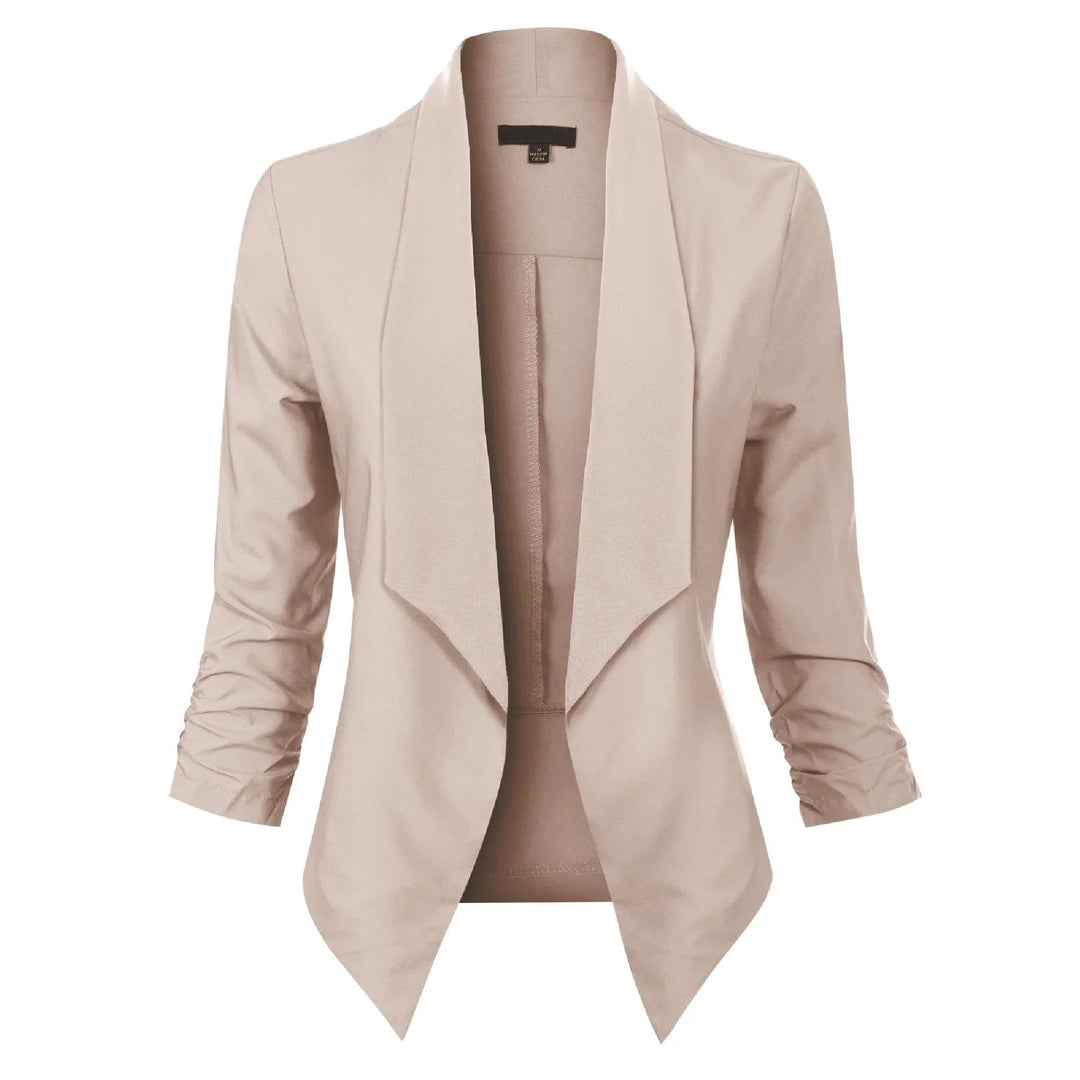 Women's Open-Front Draped Blazer in beige, Lightweight Layer